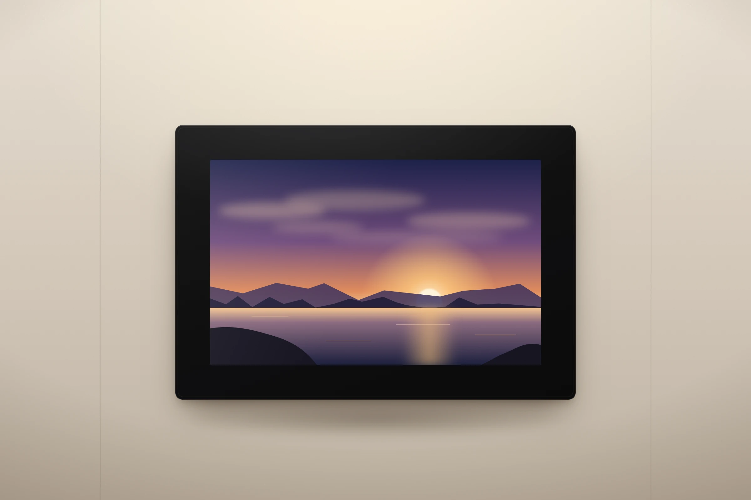 FrothFrame mounted on a warm plaster wall under a soft downlight